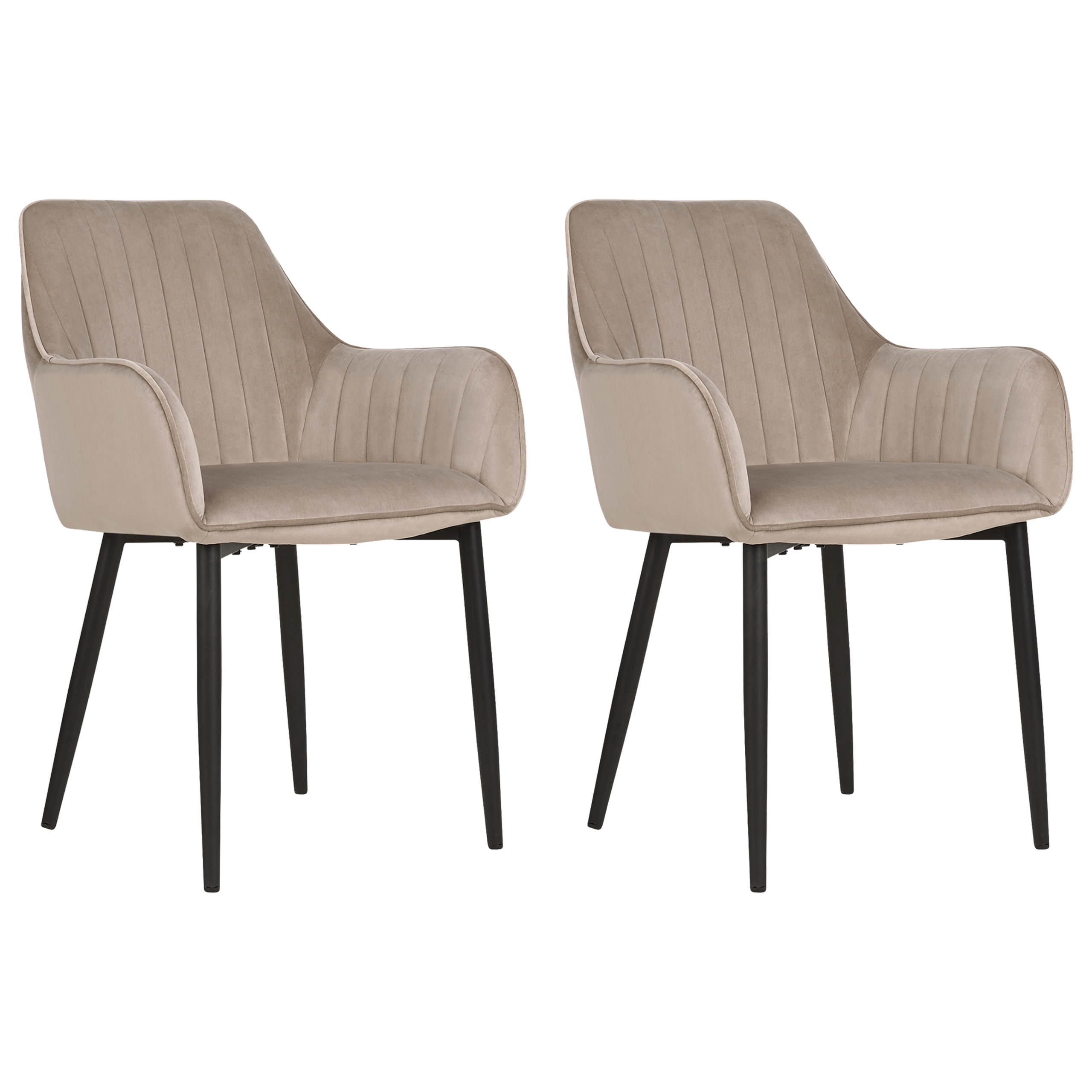 Sæt med 2 spisebordsstole WELLSTON Velour Brungrå