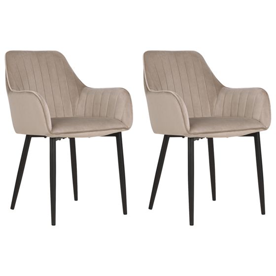 Sæt med 2 spisebordsstole WELLSTON Velour Brungrå