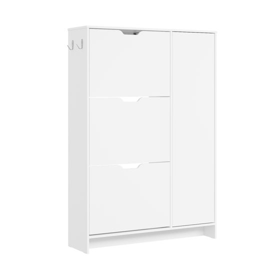Indgangsskab med 3 skuffer og dør, hvid, 84x24x121.6 cm, FSR220-W