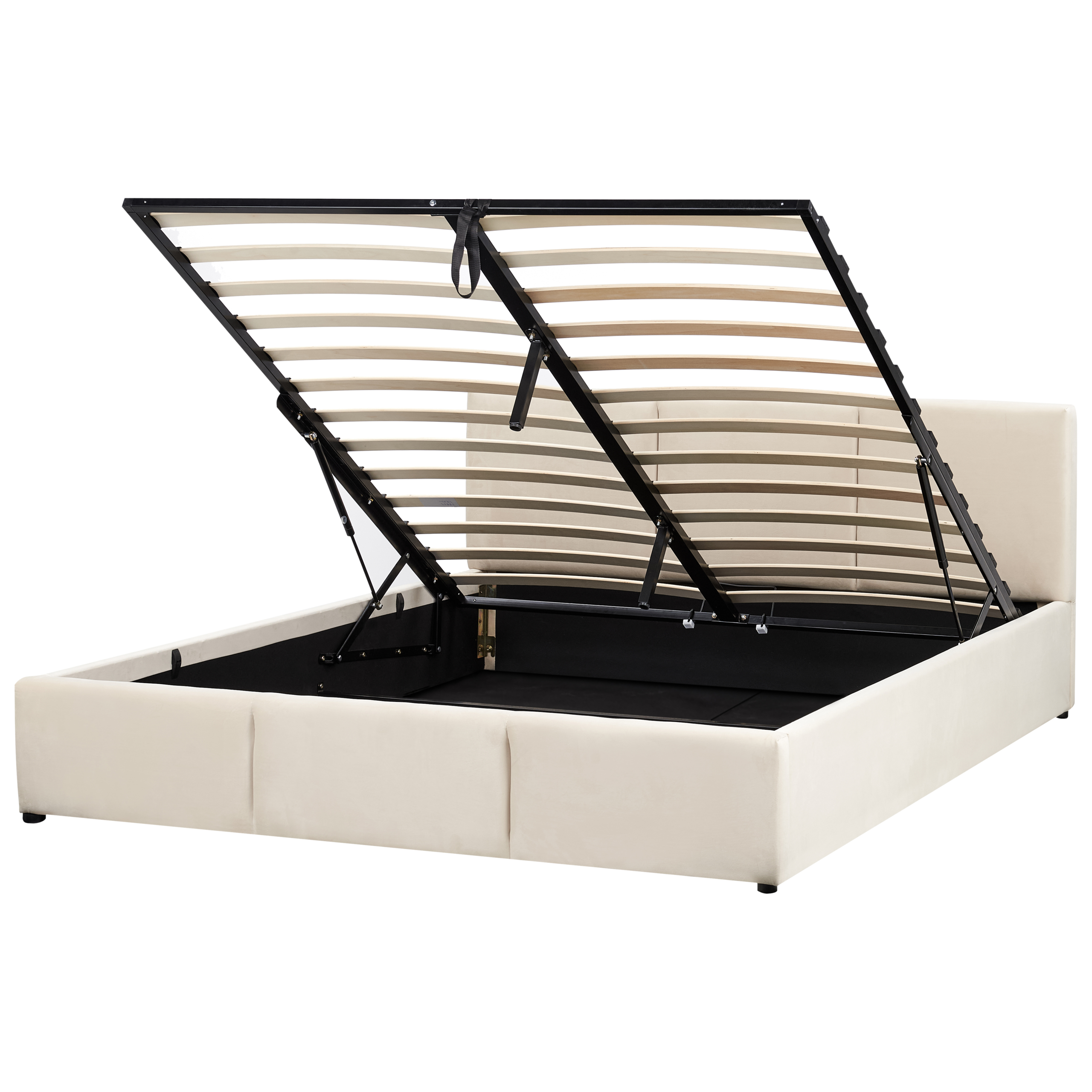 Seng med opbevaring BOUSSE Velour Lys Beige 160 x 200 cm