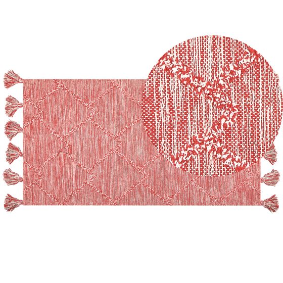 Gulvtæppe NIGDE Rød 80 x 150 cm Bomuld