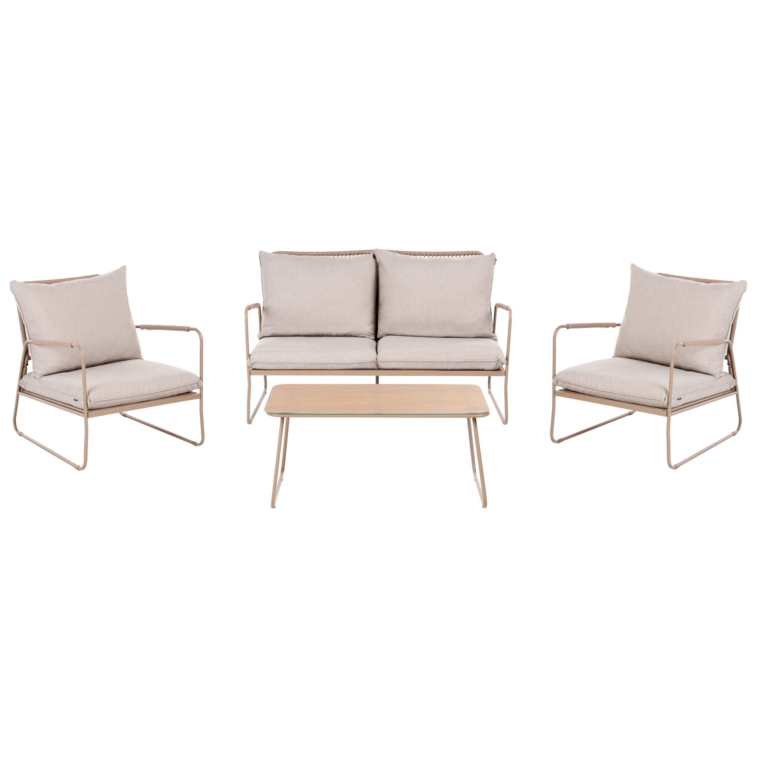 Loungesæt med bord 4 personers ACCEGLIO Metal Beige