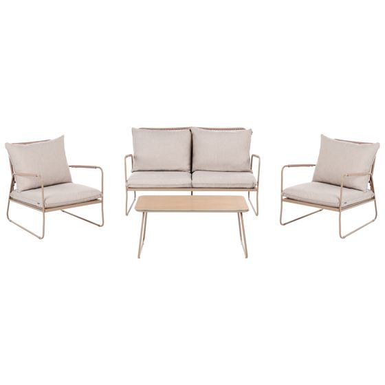 Loungesæt med bord 4 personers ACCEGLIO Metal Beige