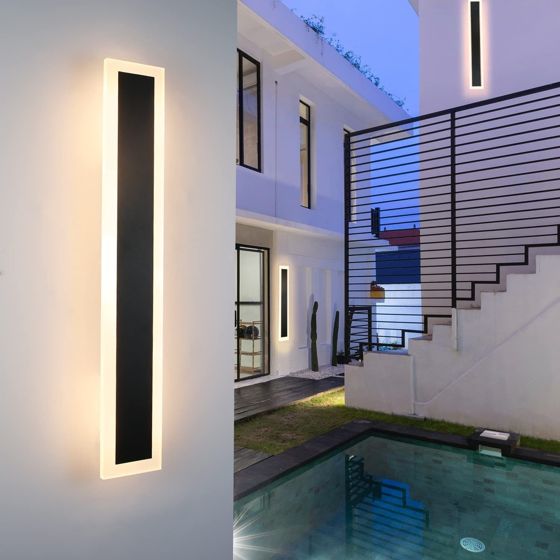 NETTLIFE LED - udendørs væglampe,: 50 cm, lang, indendørs væglampe, 10 W, sort, væglampe, 3000 K, moderne, udendørslampe, IP65