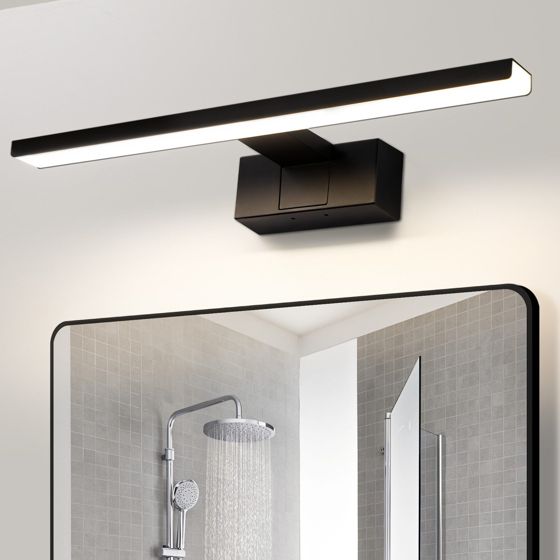 NETTLIFE LED væglampe til badeværelset, spejllampe, IP44, moderne, neutralt hvidt lys 4000K, 12W, 60x5,1x12,8 cm, sort