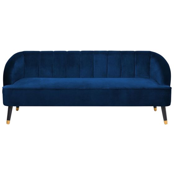 Sofa 3 personers ALSVAG Velour Navy Blå