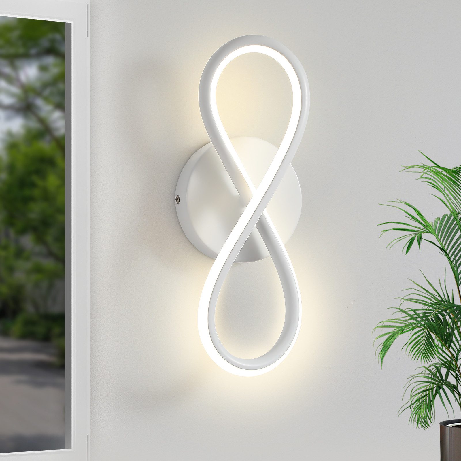 NETTLIFE sort, LED-væglampe, 7W, buet, design, varm, hvid, 3000K, til indendørs trapper