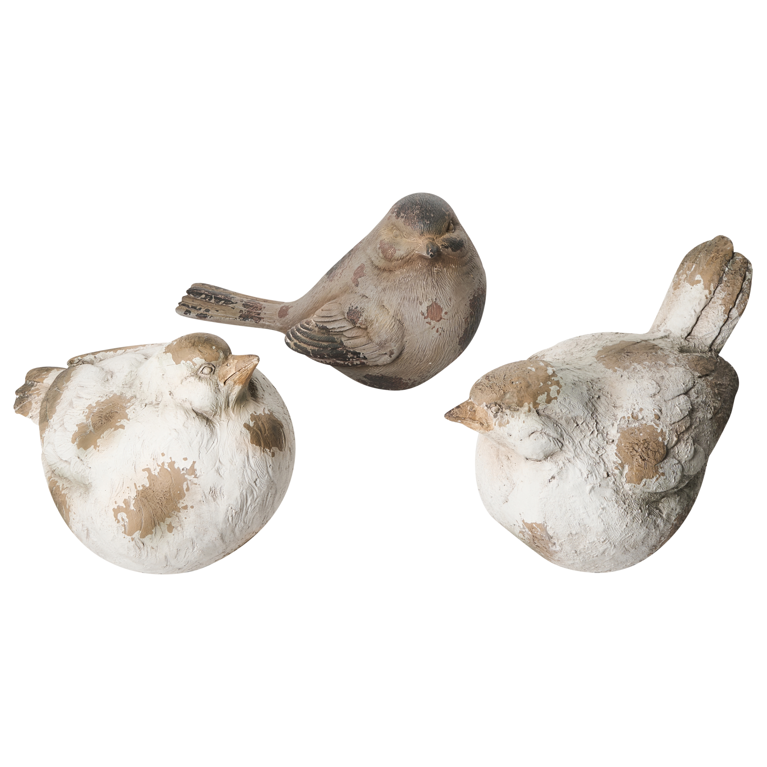 Sæt med 3 havefigurer ANGHIARI Fugl Beige