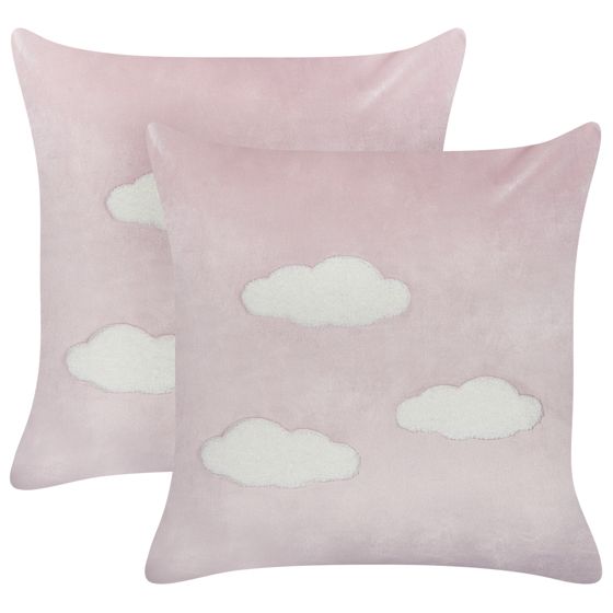 Sæt af 2 pyntepuder IPOMEA 45 x 45 cm Velour Lyserød