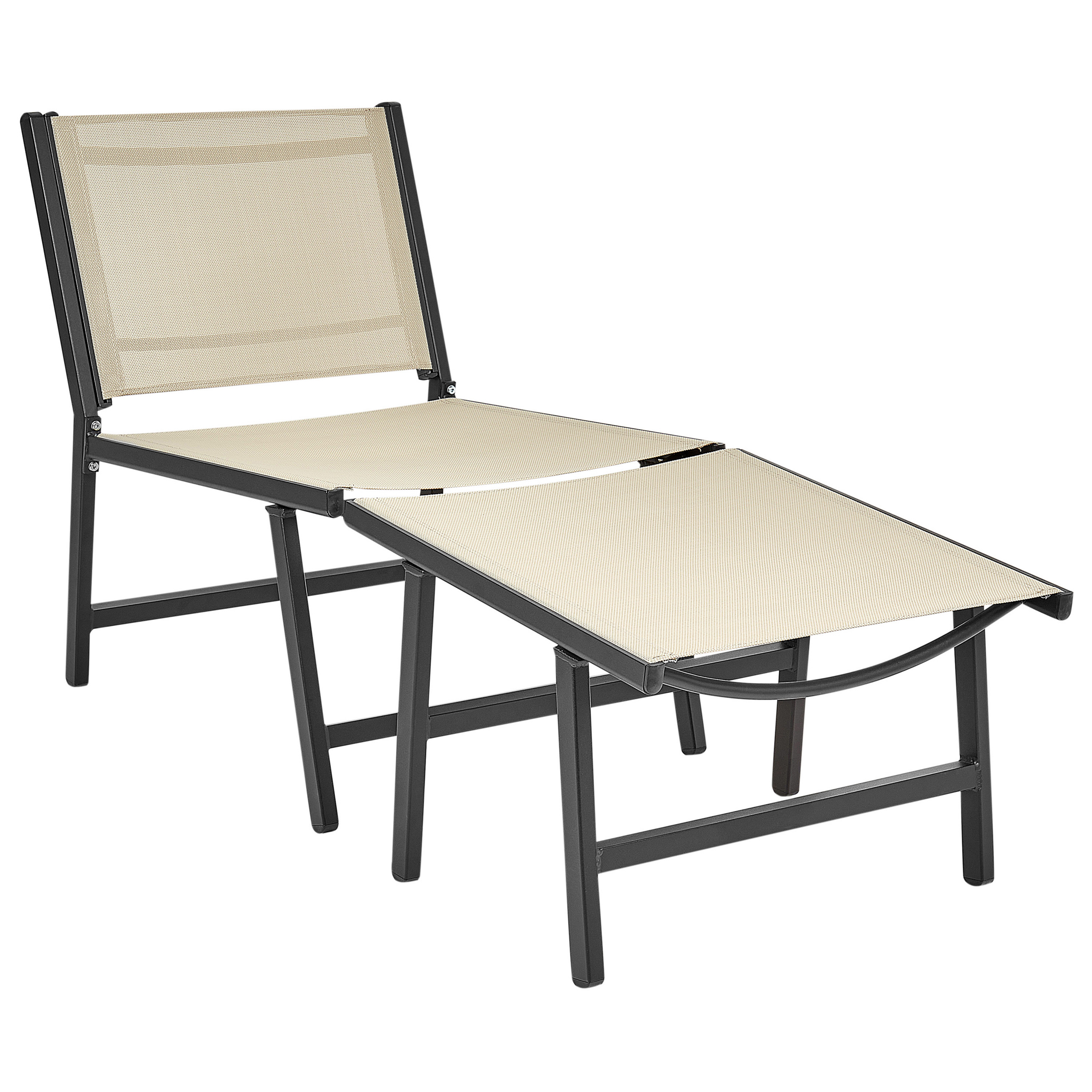 Havestol MARCEDDI med fodskammel Metal Beige