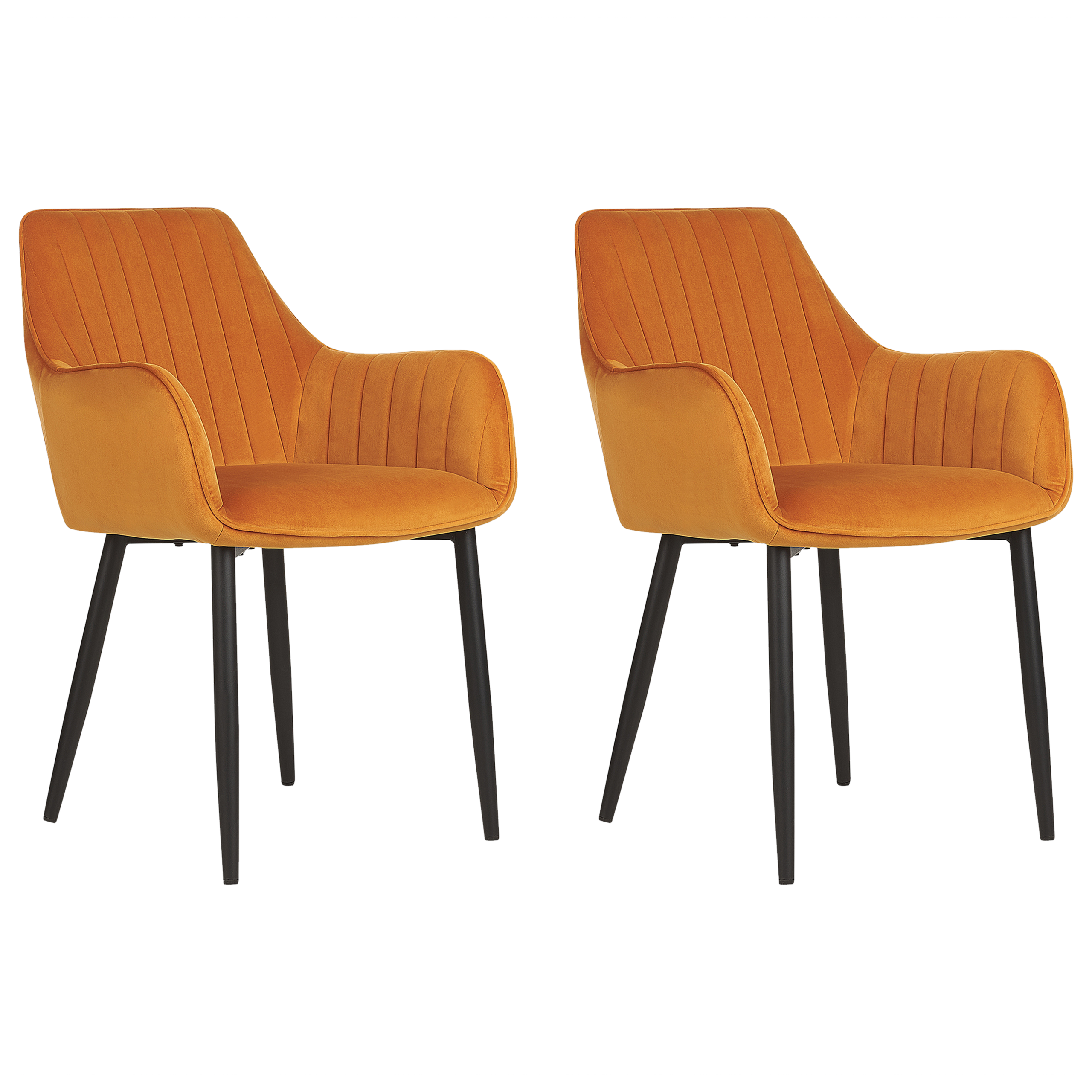 Sæt med 2 spisebordsstole WELLSTON Velour Orange