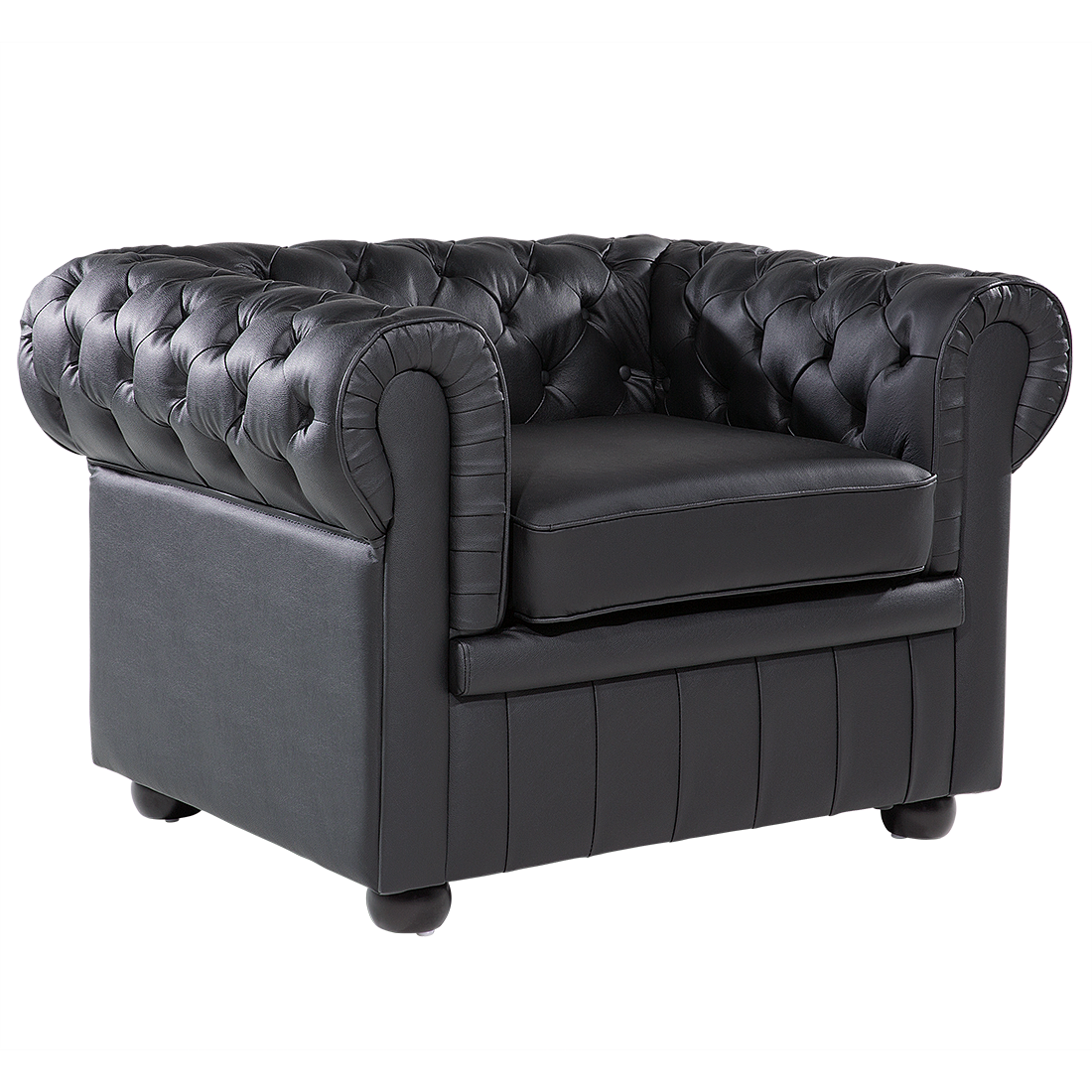 Lænestol CHESTERFIELD Ægte læder Sort