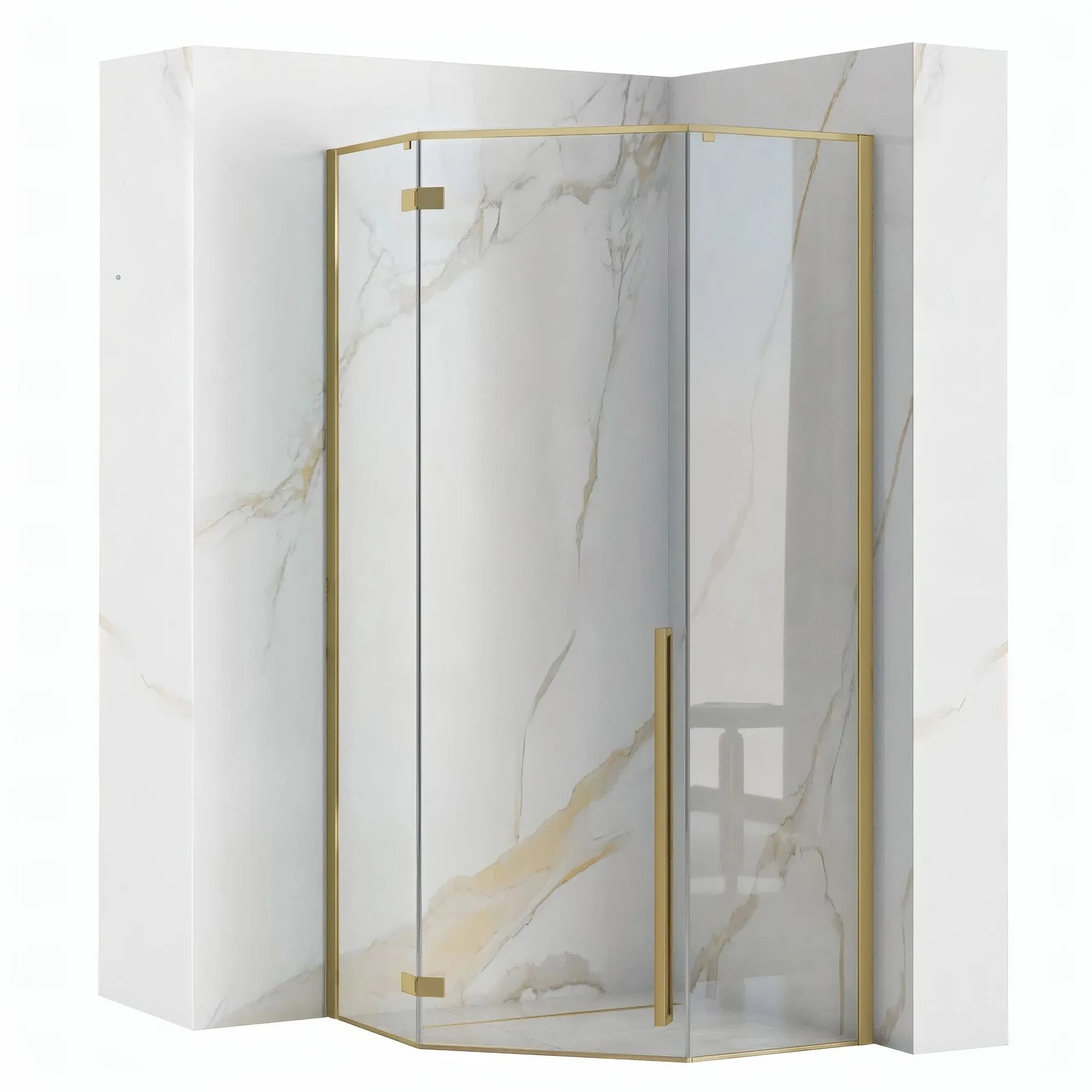 REA brusekabine DIAMOND 100x100 Børstet guld, 100x100x195cm