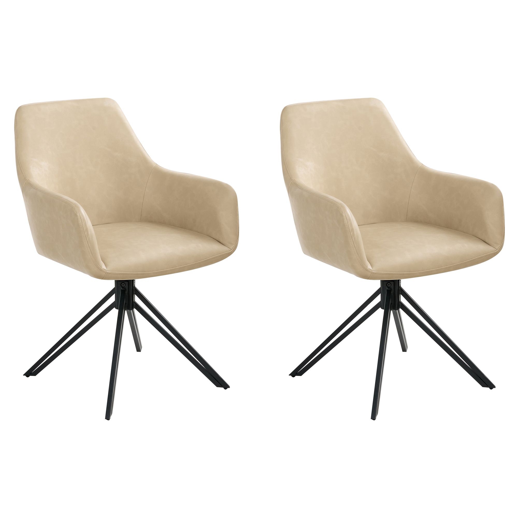 Sæt med 2 spisebordsstole SANSARC Kunstlæder Beige