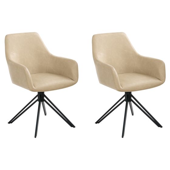 Sæt med 2 spisebordsstole SANSARC Kunstlæder Beige