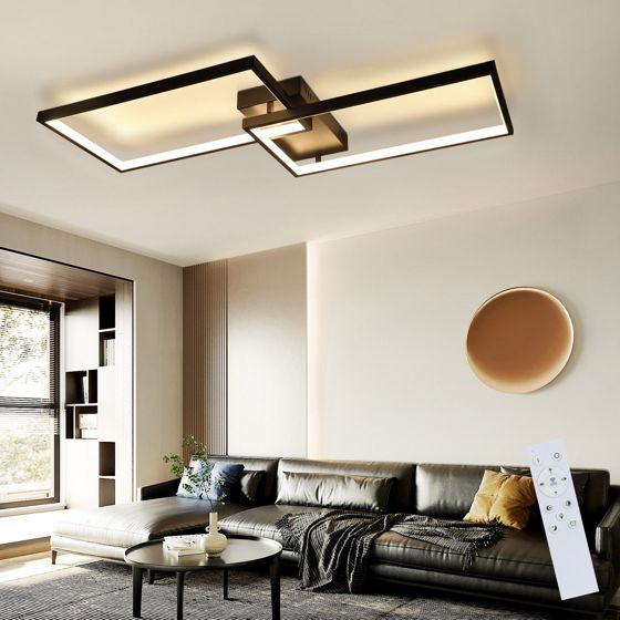 NETTLIFE LED - loftlampe, sort 80 cm moderne, dæmpbar til stueMed fjernbetjening 48W rektangulær, formet