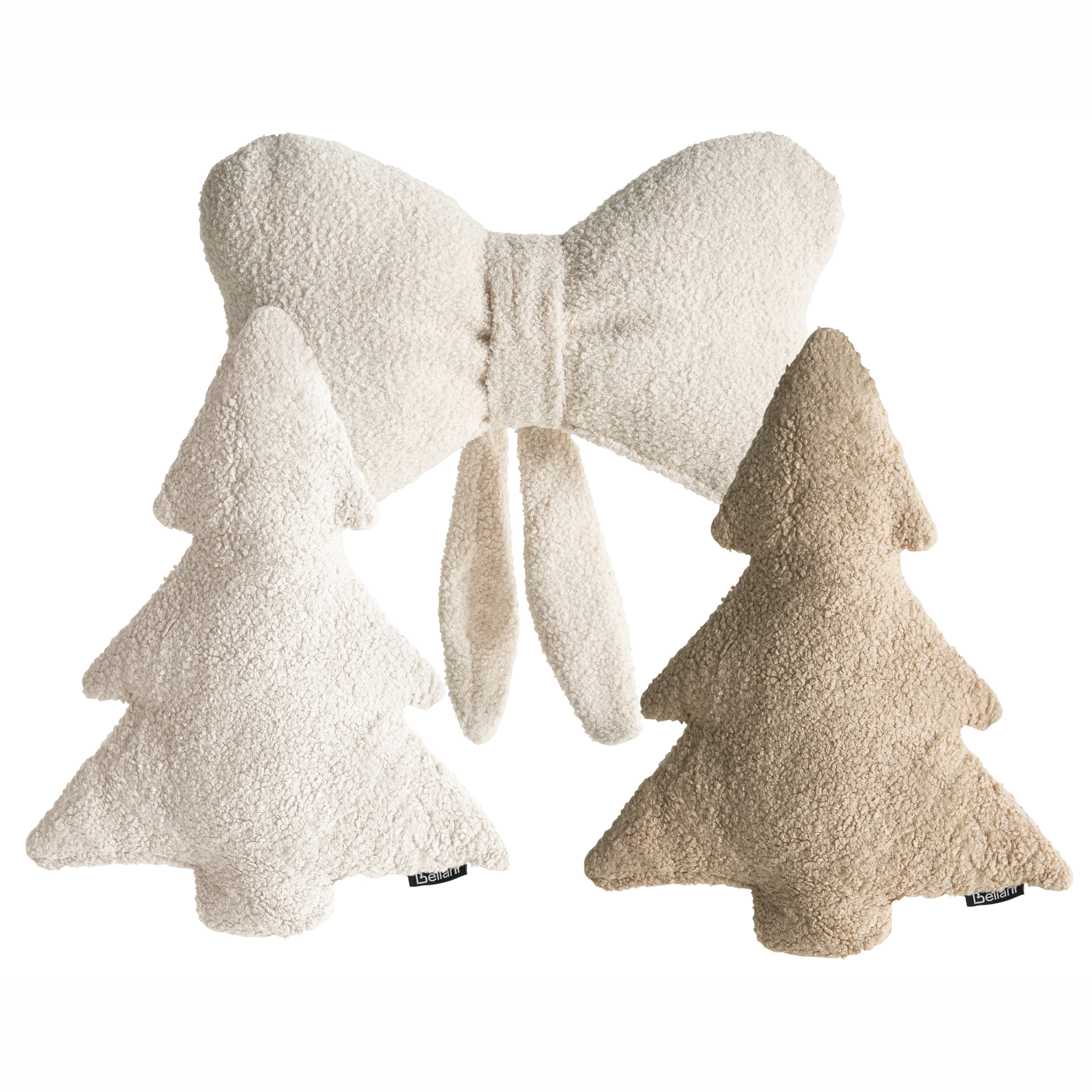 Sæt med 3 dekorative puder WINTERLAND 30 x 35 cm 45 x 25 cm Boucle Lys Beige Julemønster