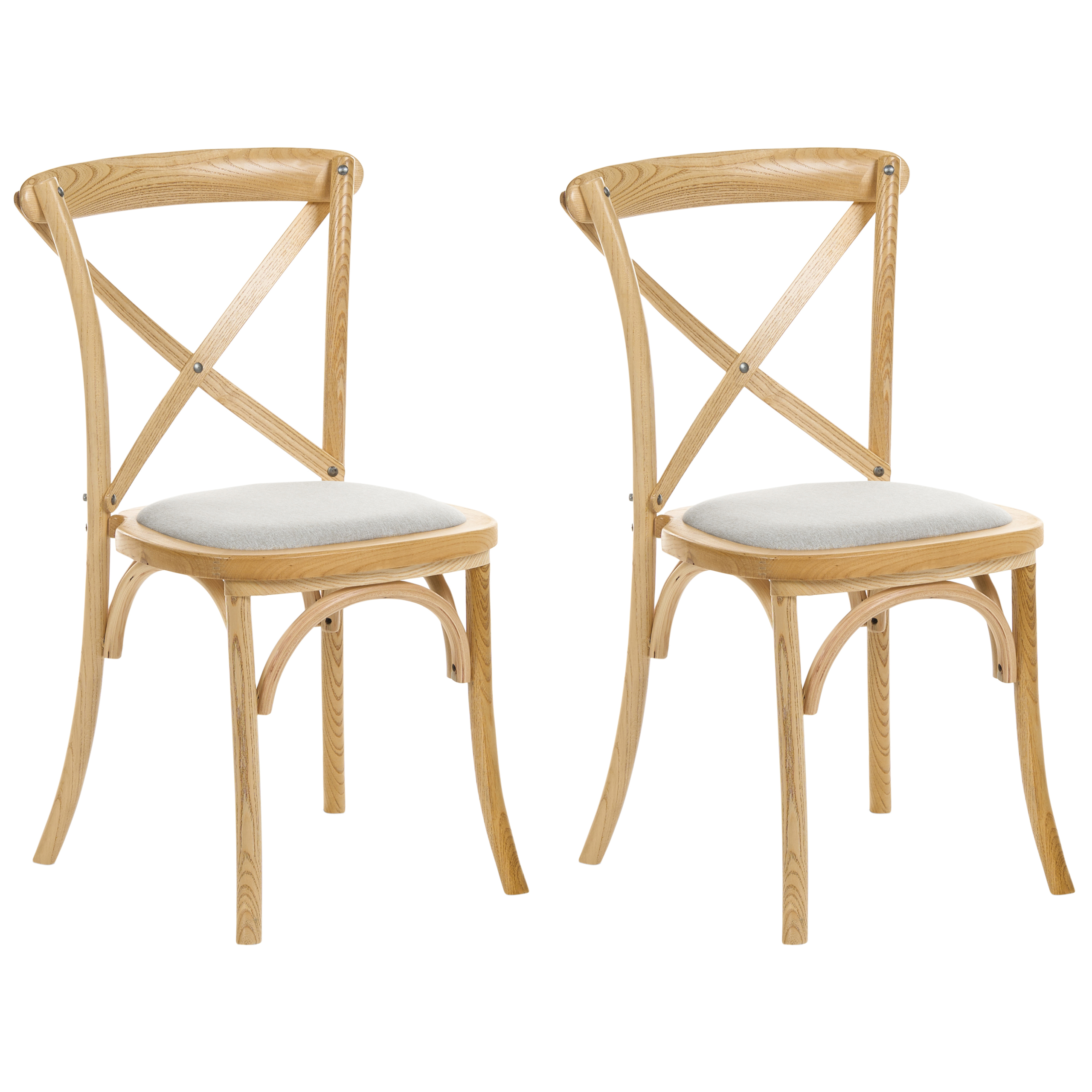 Sæt med 2 stole LYONS Træ Lysebrun/beige