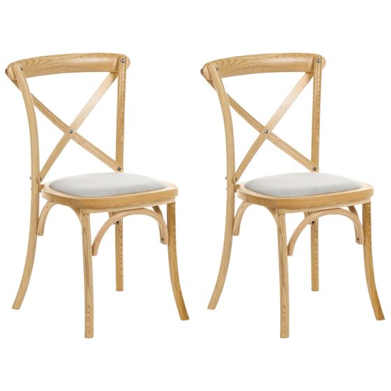 Sæt med 2 stole LYONS Træ Lysebrun/beige