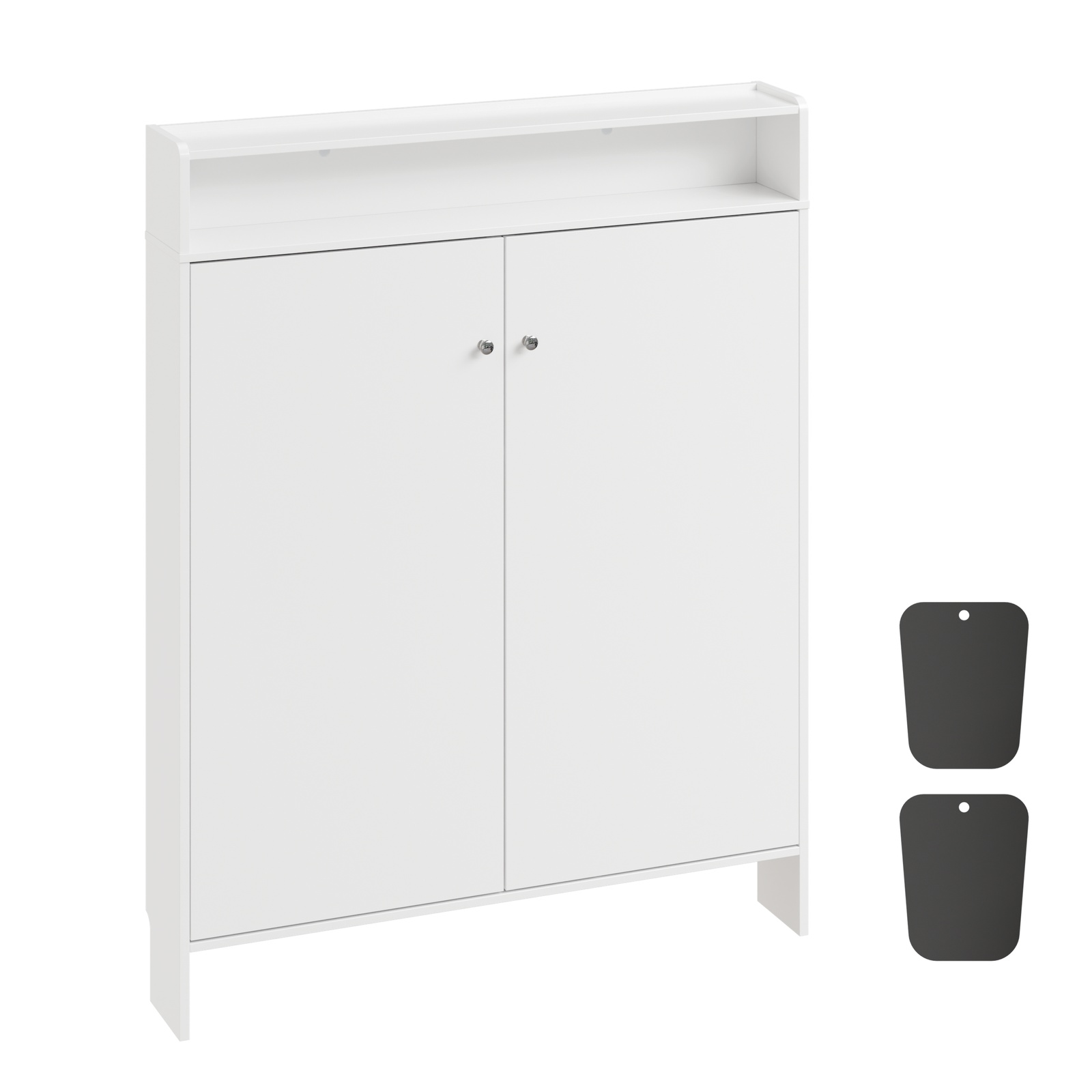 Indgangsskab med åben hyld og skoopbevaring, hvid, 98x30.5x123.5 cm, FSR227-E-W