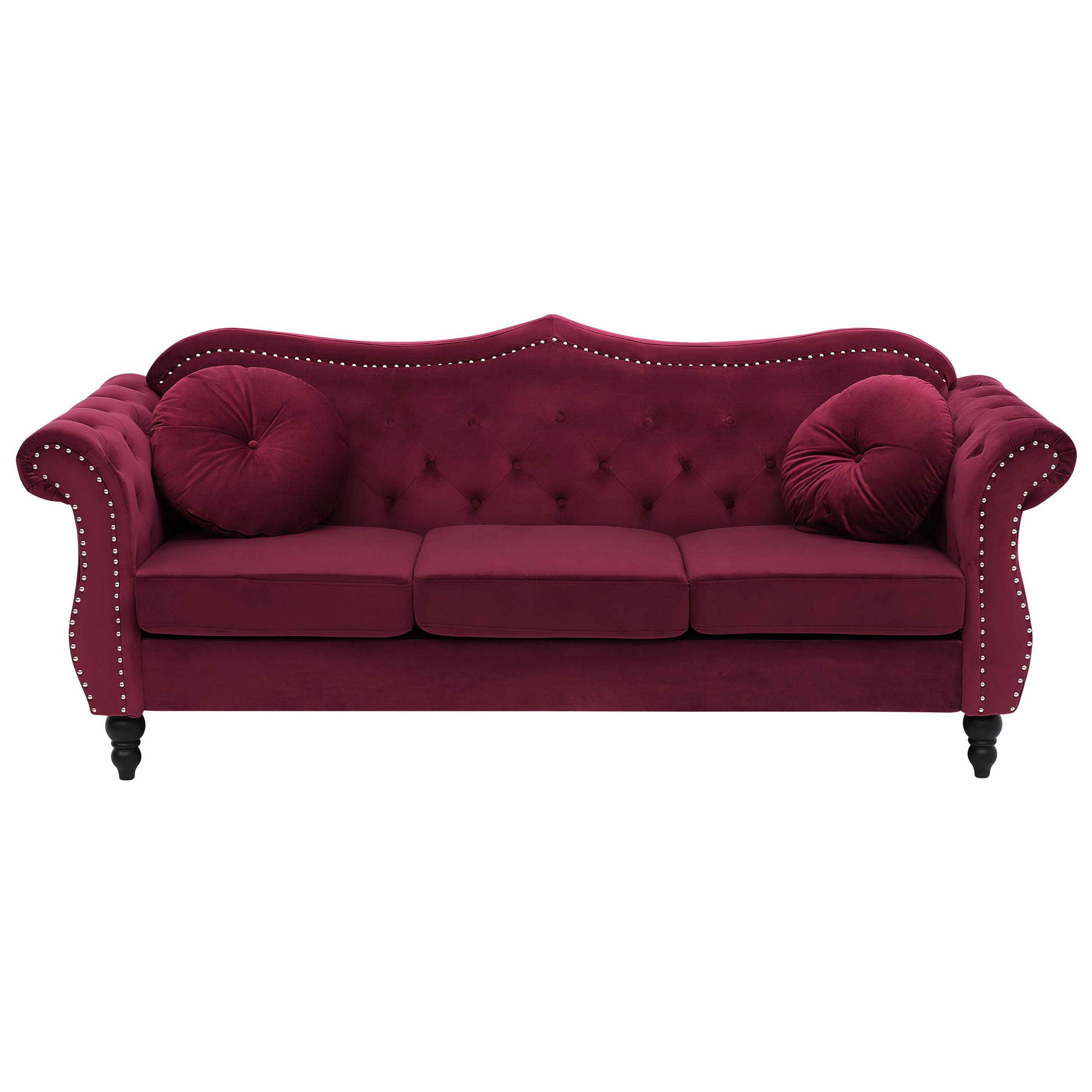 Sofa 3 personers SKIEN Velour Mørkerød