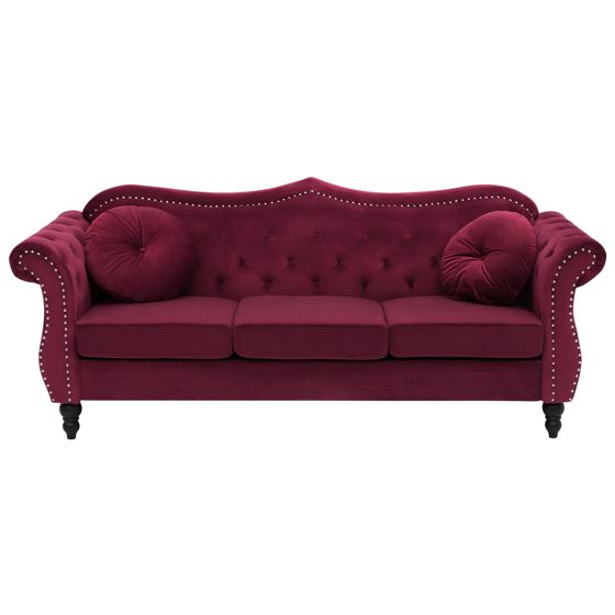 Sofa 3 personers SKIEN Velour Mørkerød