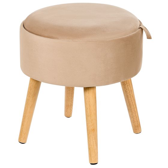 Skammel med opbevaring NEELY Velour Beige