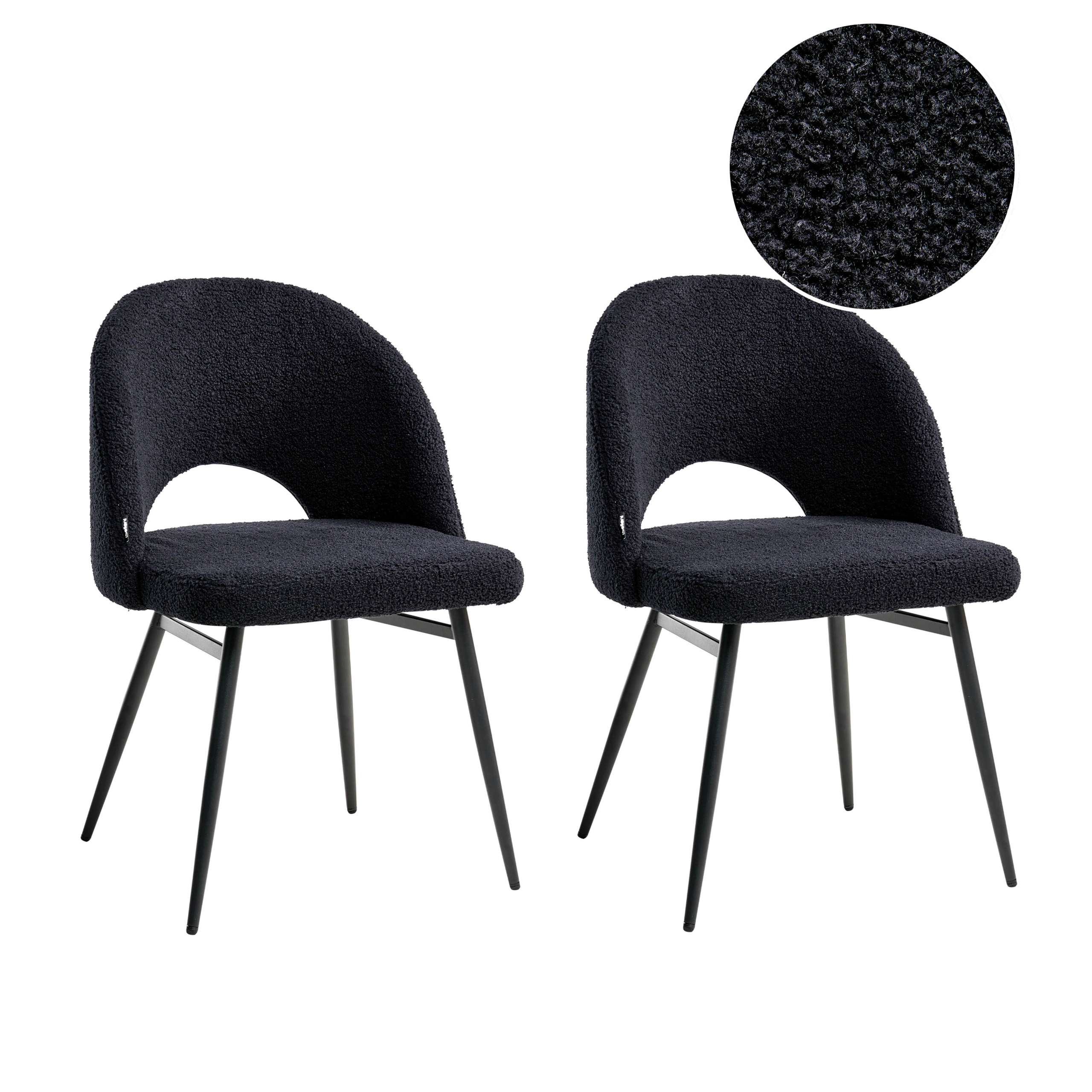 Sæt med 2 spisebordsstole ONAGA Boucle Sort