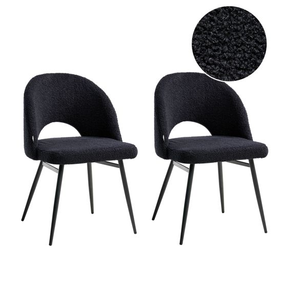 Sæt med 2 spisebordsstole ONAGA Boucle Sort