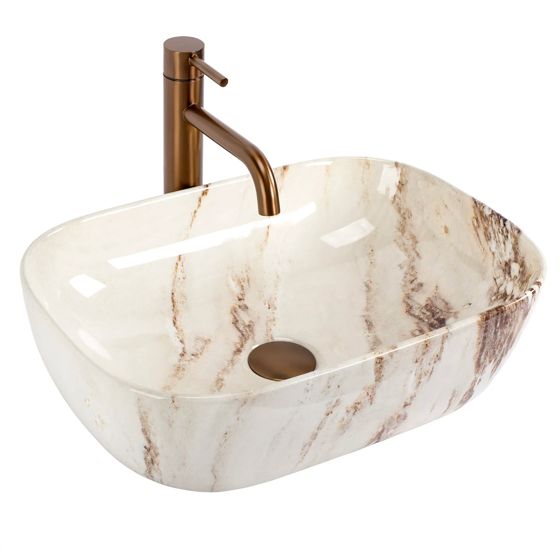 REA bordmonteret håndvask Marrone shiny Beige, 46,5x33x13,5cm