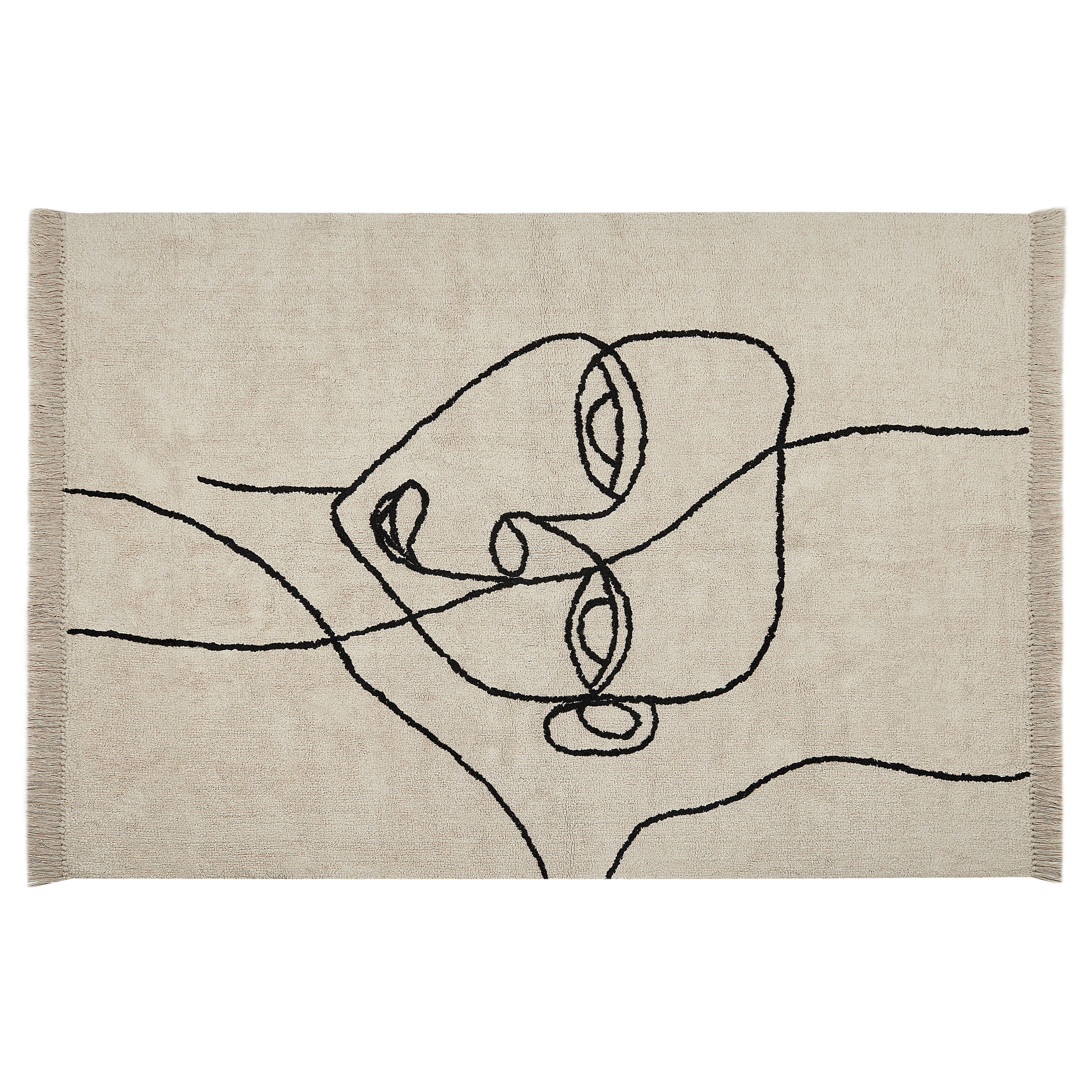Gulvtæppe NURU Lys Beige 140 x 200 cm Bomuld