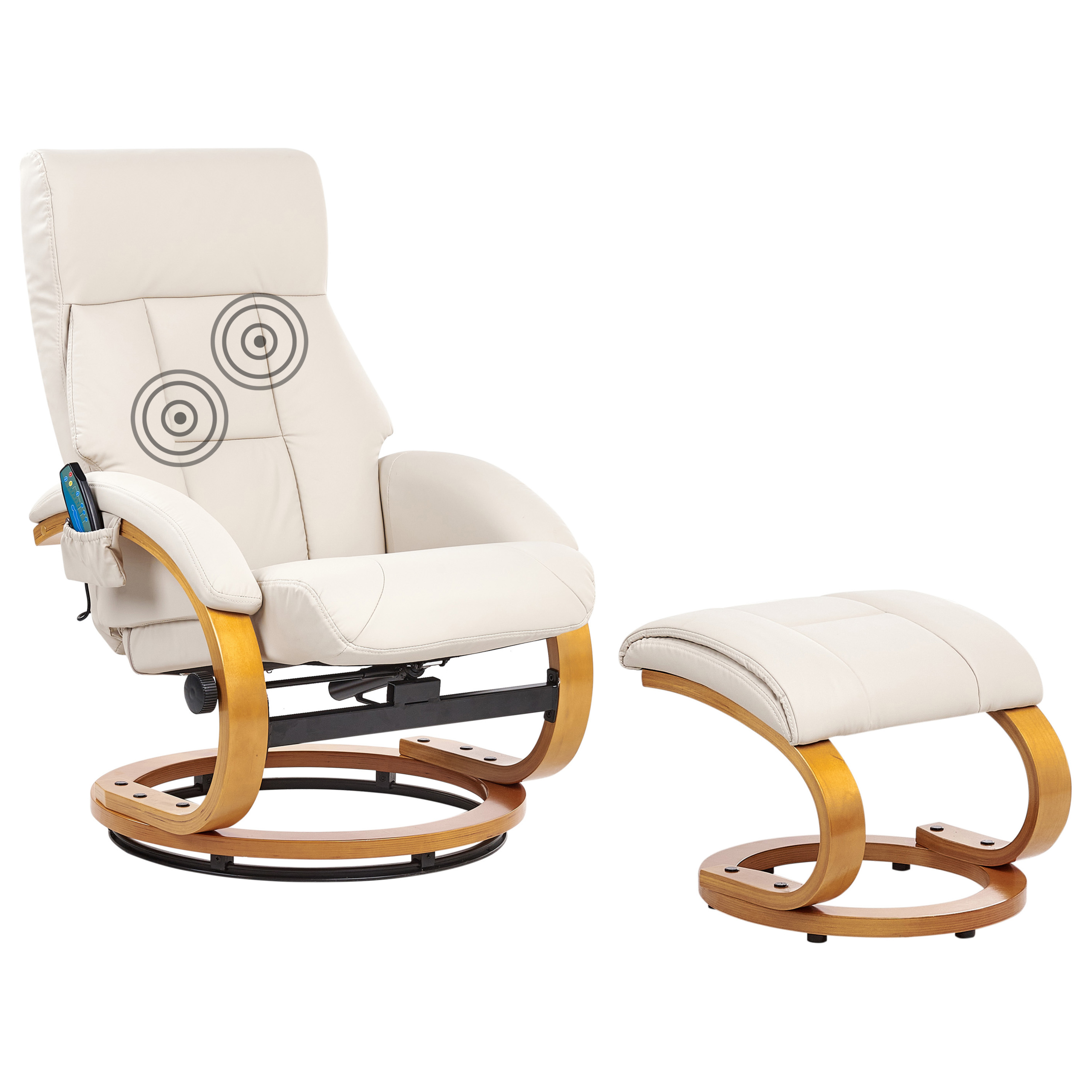 Massagestol FORCE med fodskammel Kunstlæder Lys Beige
