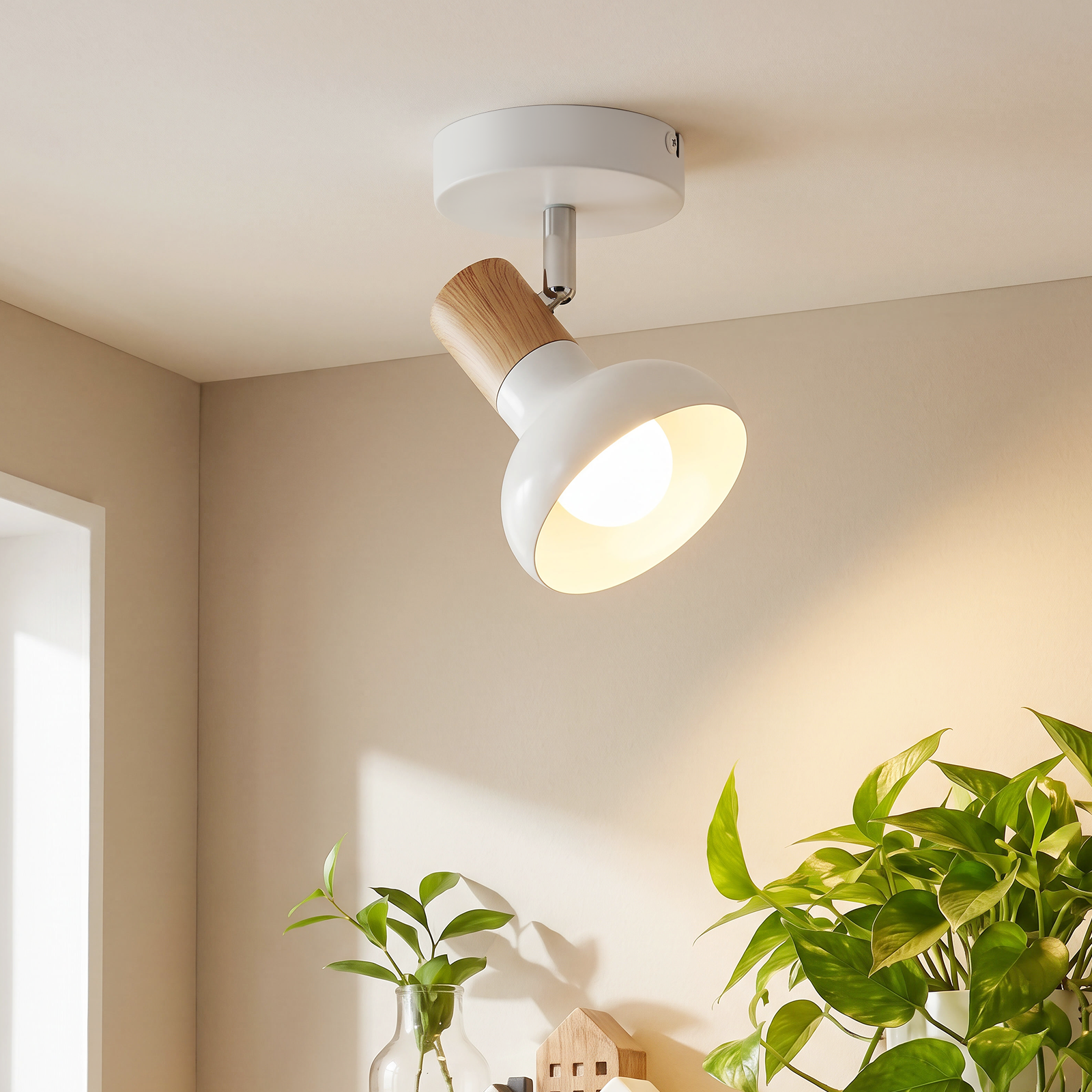 NETTLIFE Loftspotlight 1 flamme hvid loftslampe industriel korridorlampe E14 indendørs brug 350° justerbar