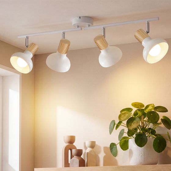 NETTLIFE Vintage - Loftspotlampe E14 Indendørs brug 350° Drejelig Hvid 4 Runde Pærer til Hotelstue