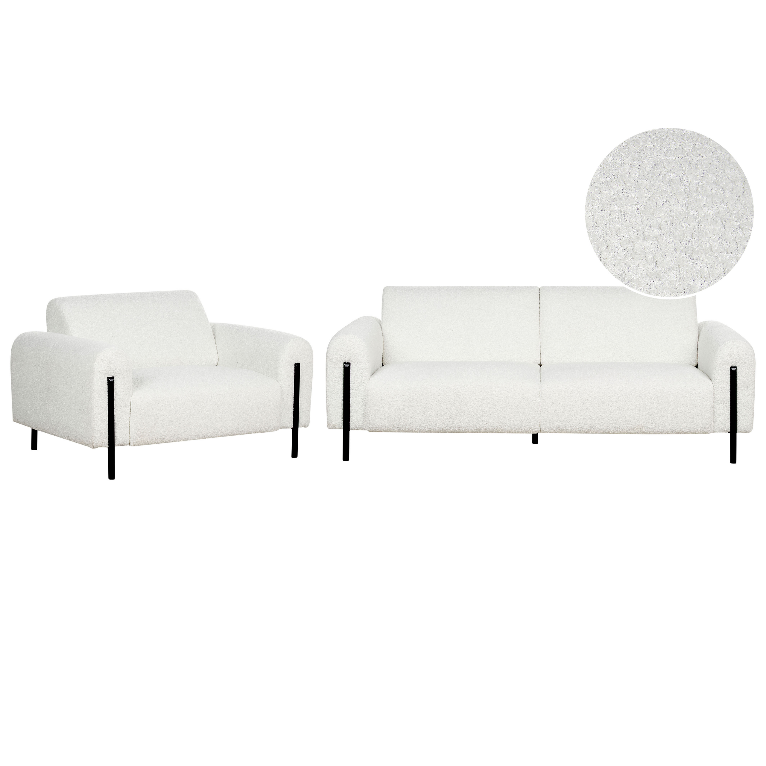 Sofasæt 4 personers ASKIM Boucle Hvid
