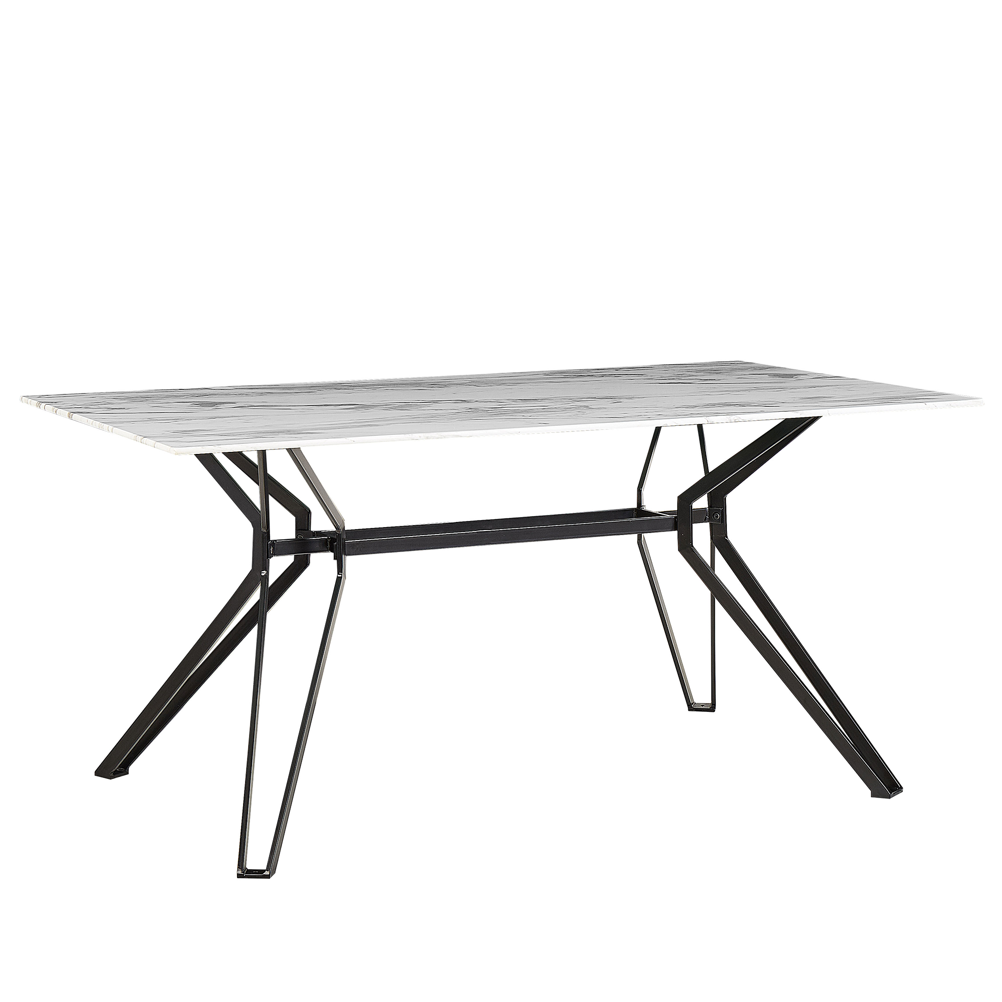 Spisebord BALLINA Hvid marmor 160 cm 90 cm Hærdet glas