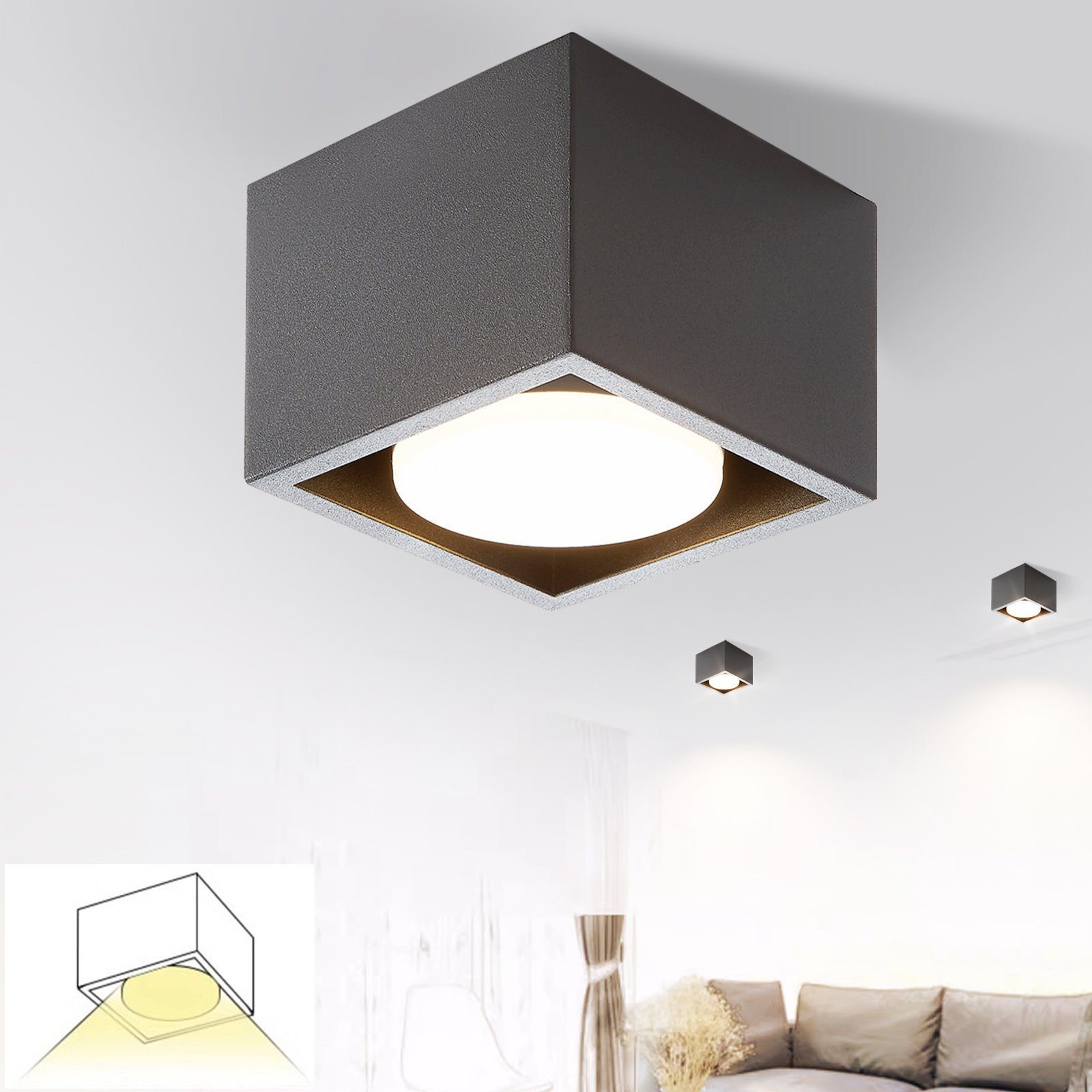 NETTLIFE 1-flammet loftspotlight, moderne loftspotlight - GX53, drejelig til stuen