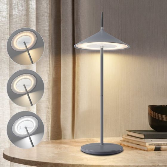 NETTLIFE Trådløs bordlampe, LED-natlampe, 1800 mAh batteri, genopladelig, touch, dæmpbar, moderne, IP44, med USB