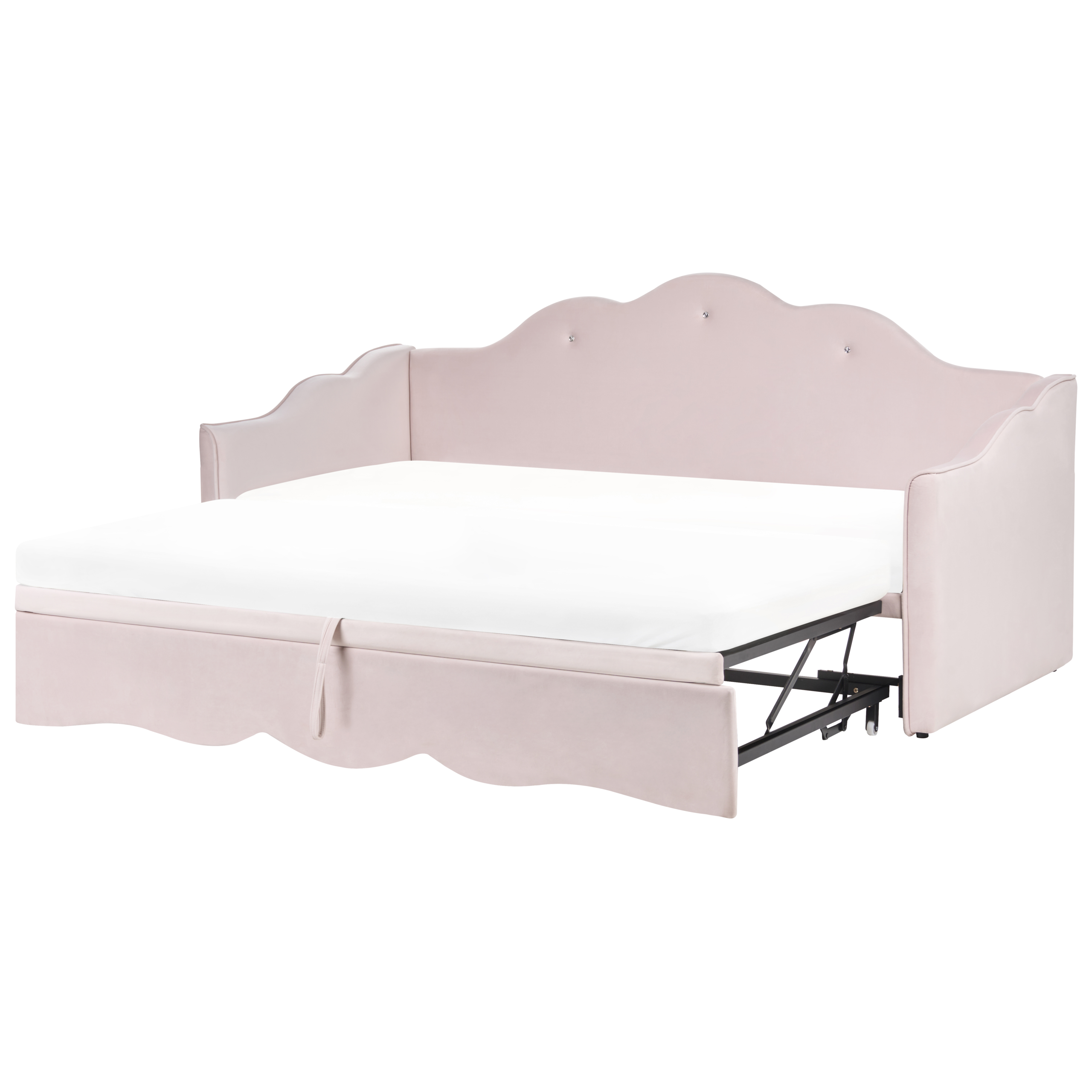Udtræksseng Velour LORETTE 90 x 200 cm Pastellrosa