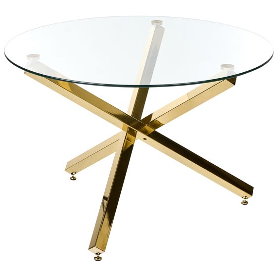 Spisebord BUTLER Guld 110 cm 110 cm Hærdet glas
