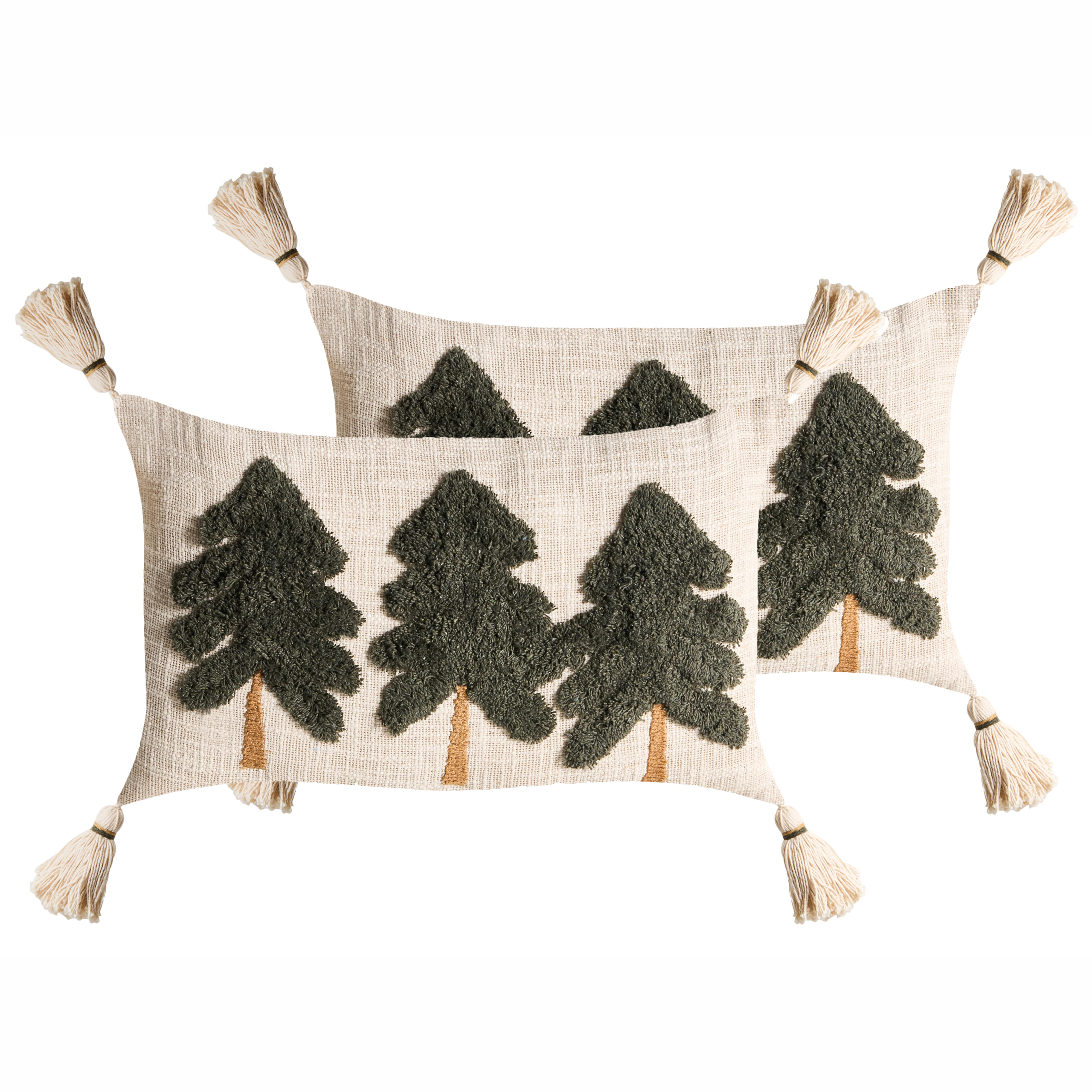 Sæt af 2 pyntepuder FAGRAEA 30 x 50 cm Bomuld Lys Beige Julemønster