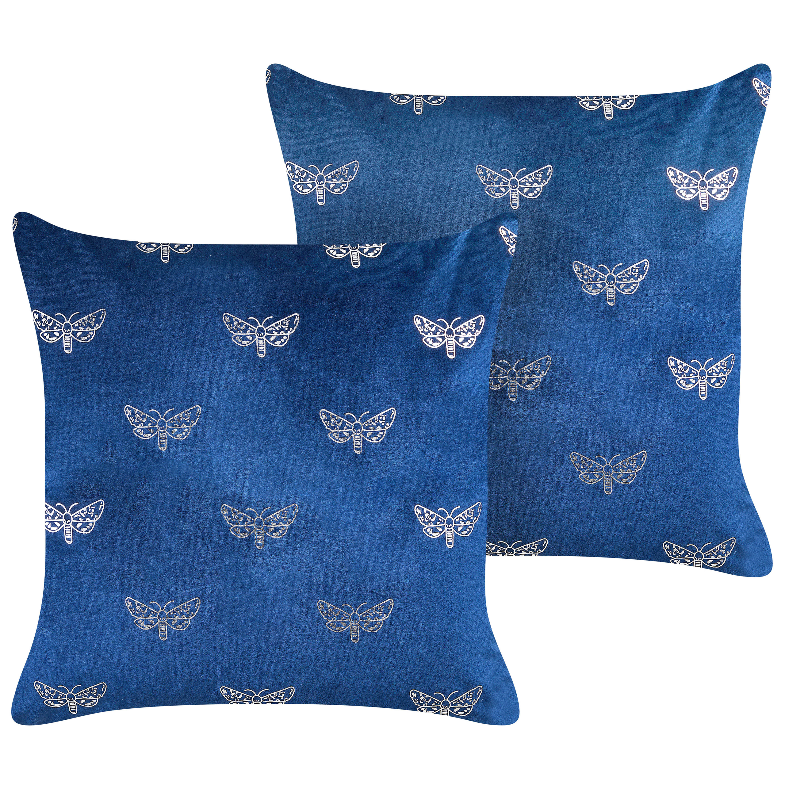 Sæt af 2 pyntepuder YUZURI 45 x 45 cm Velour Navy Blå Dyremønster