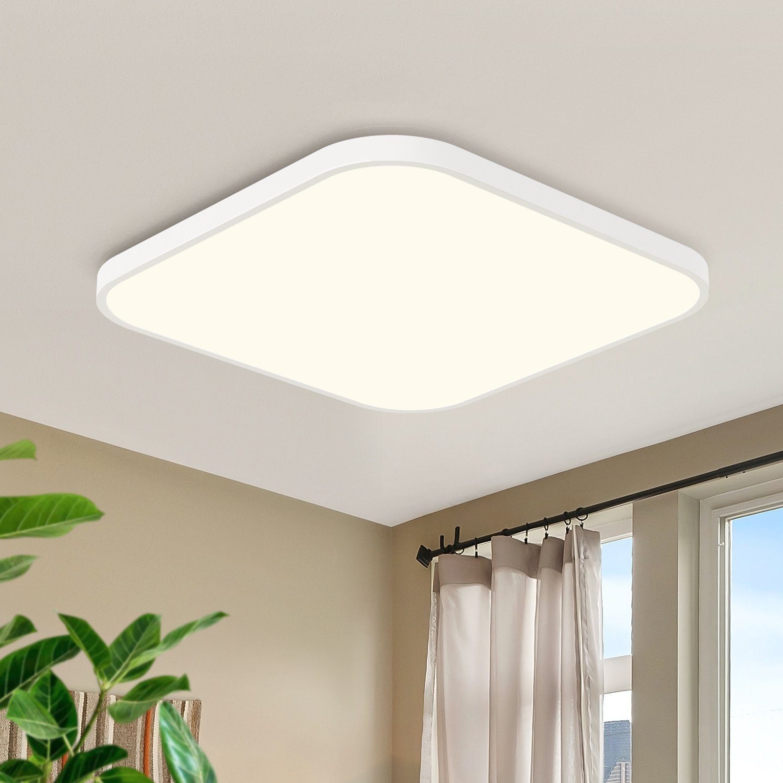 NETTLIFE LED - loftlampe, til soveværelse, flad, 27 cm køkken, lampe, varm hvid, IP44 Badeværelse entré, firkantet, 19W