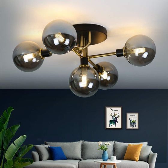 NETTLIFE Loftlampe til stue med 5 glaskugler, G9-lampe (uden pære)