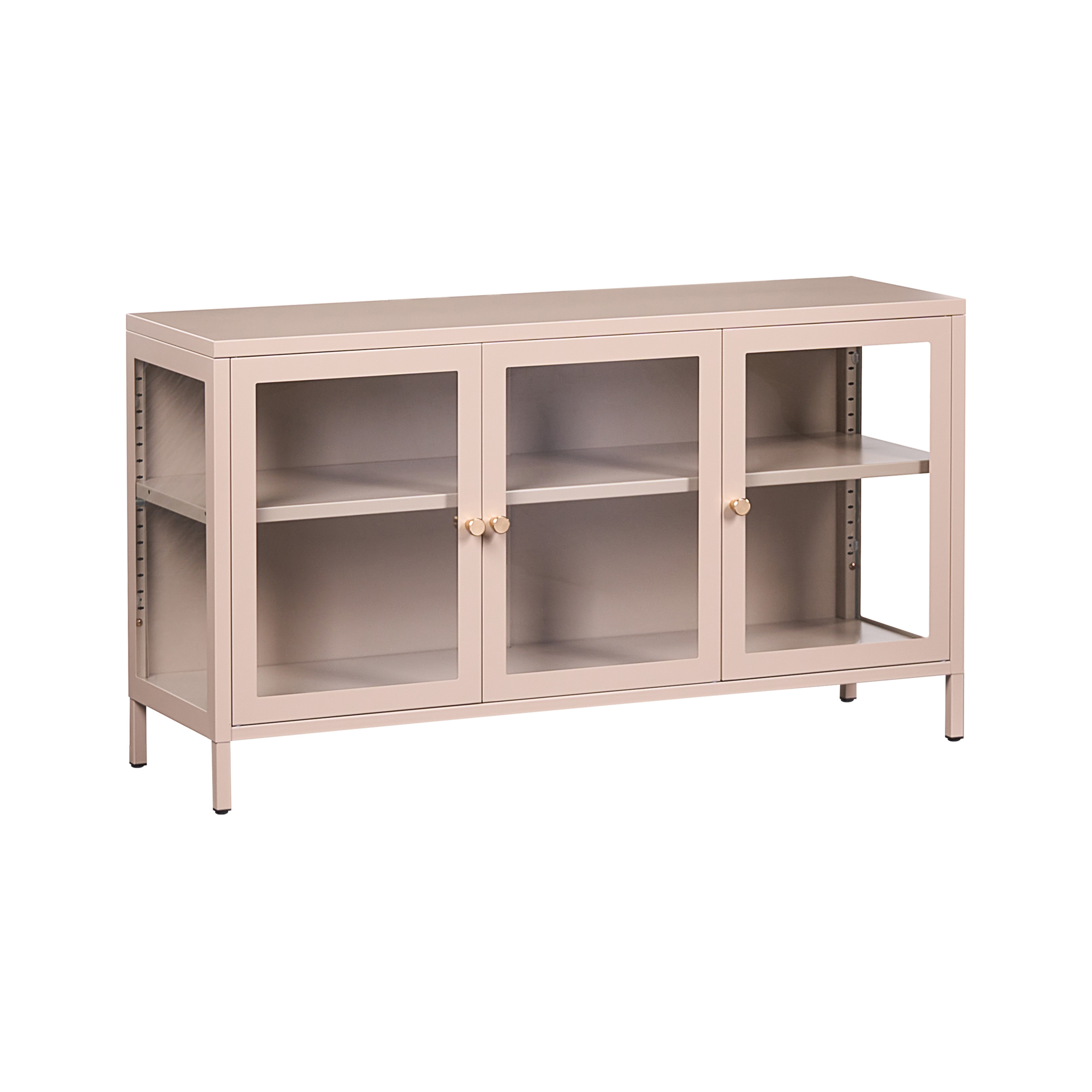 Glas vitrine skænk NEWPORT 115 cm Metal Beige
