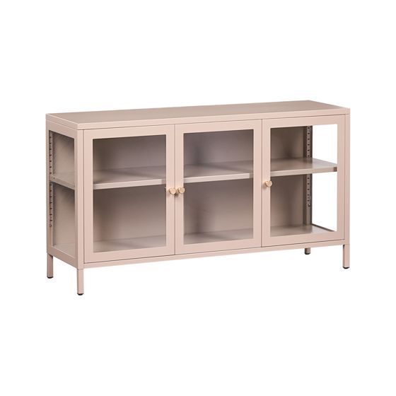 Glas vitrine skænk NEWPORT 115 cm Metal Beige