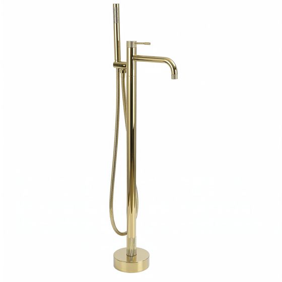 REA gulvmonteret badekarsarmatur Venti Guld, 26x16x115cm