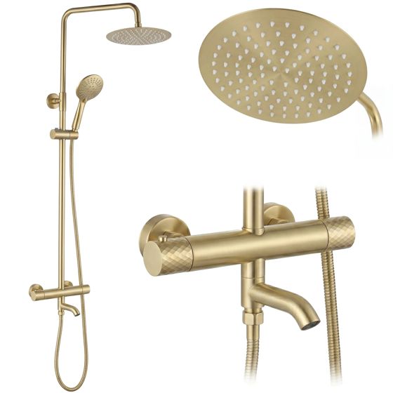 REA brusesæt Lungo Diamond Børstet guld, 15x15x117cm