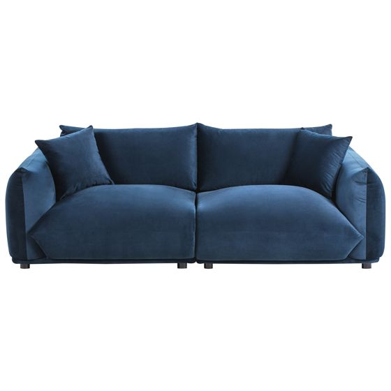 Sofa 3 personers LUVOS Velour Mørkeblå
