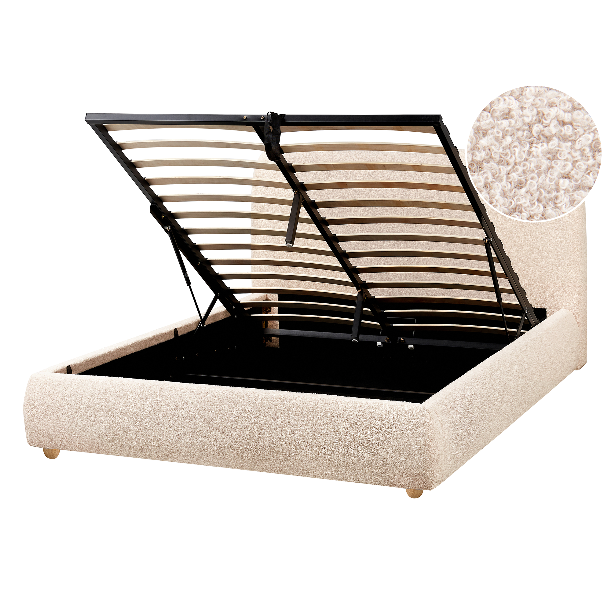 Seng med opbevaring BLAGNAC Boucle Lys Beige 140 x 200 cm